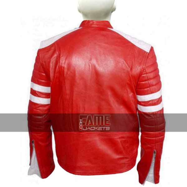 Buy at $30 Off - Brad Pitt Red and White Leather Jacket