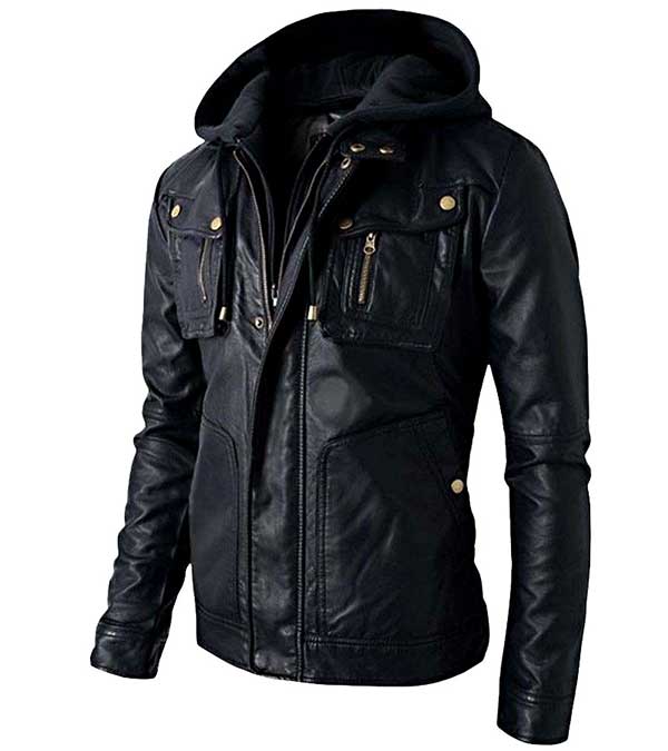 black mens hooded jacket