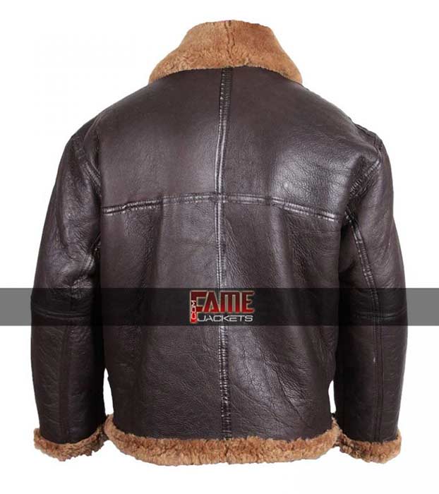 B3 Fur Lining Brown Leather Bomber Jacket - FameJackets