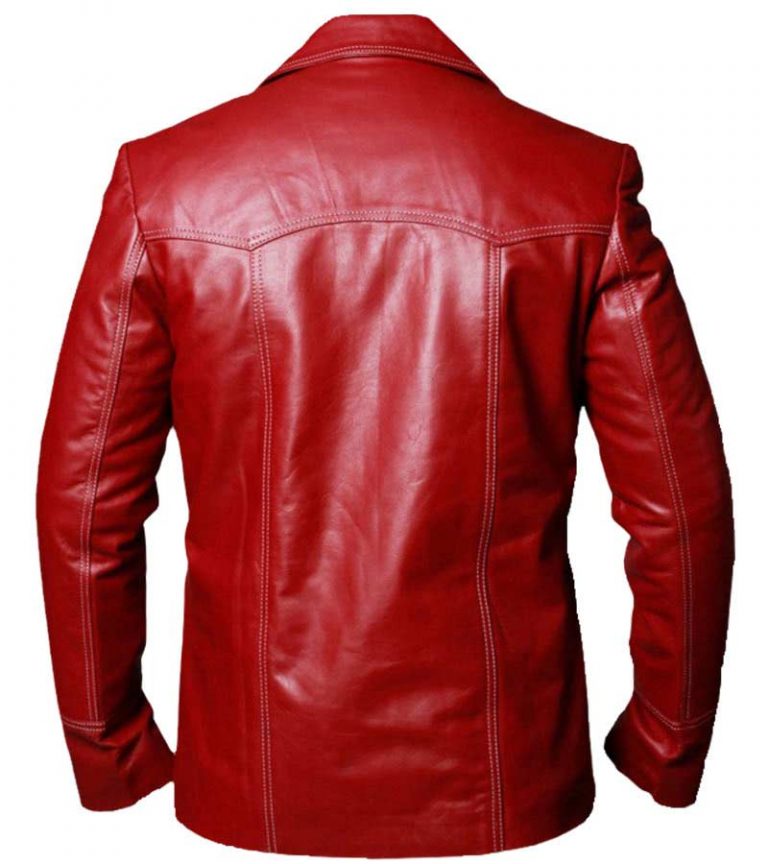 Brad Pitt Fight Club Tyler Durden Red Leather Jacket in 2022
