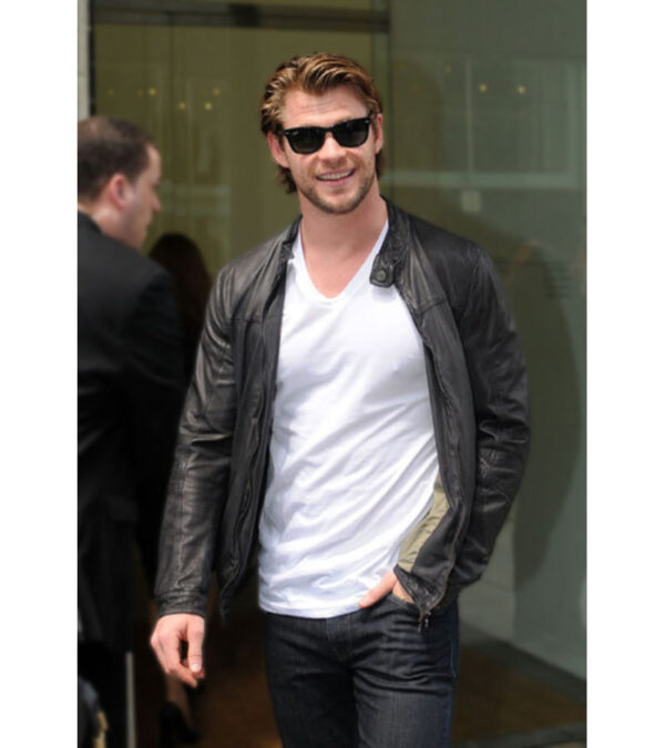 Buy Chris Hemsworth Men's Black Leather Biker Jacket