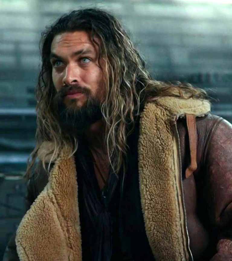 Aquaman Jason Momoa Brown Leather Fur Coat - FameJackets