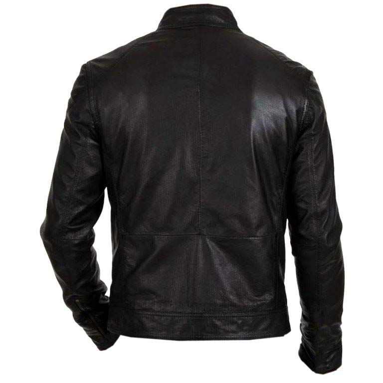 Men Biker Hunt Black Leather Motorcycle Jacket - FameJackets