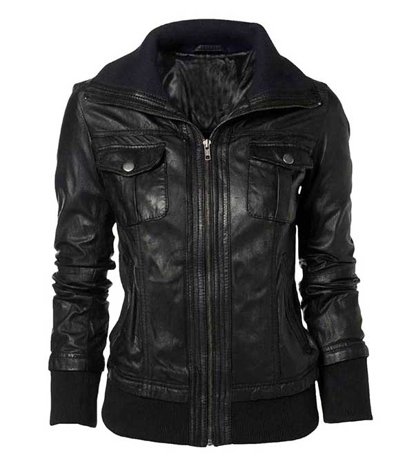 casual leather jacket womens
