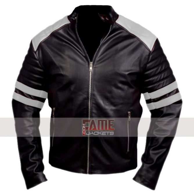 Tyler Durden Leather Jacket of Fight Club in Black Retro Leather - FJ