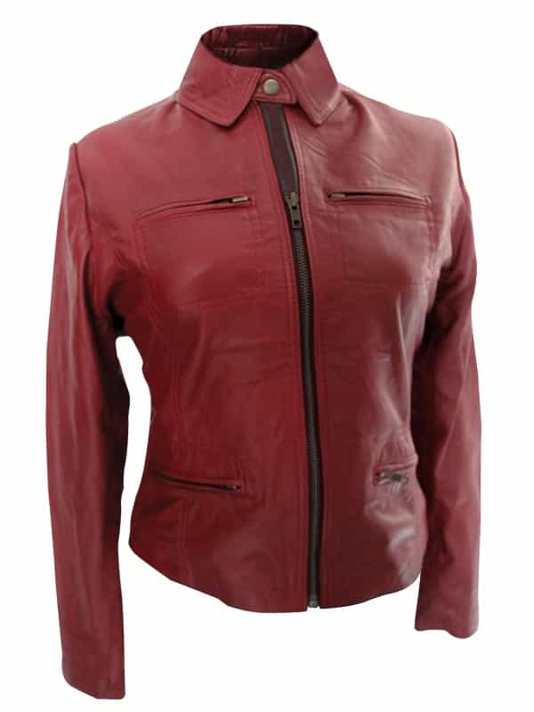Buy Emma Swan Once Upon a Time Red Leather Jacket at $50 Off Sale