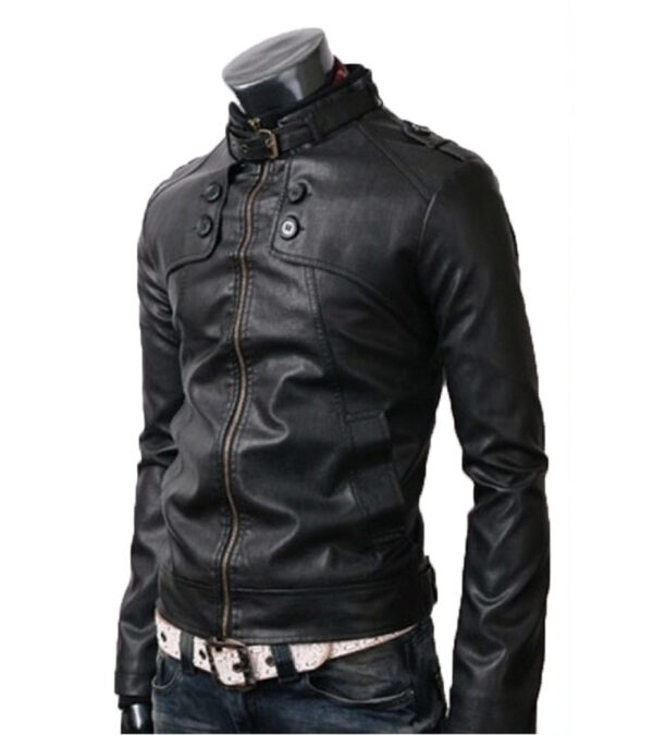 Slim Fit Black Real Leather Jacket For Men