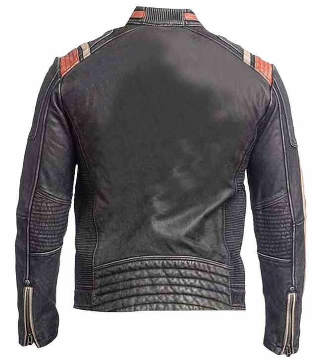 Men Cafe Racer Retro Vintage Distressed Biker Leather Jacket