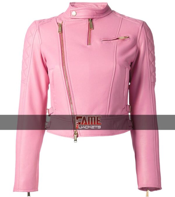 Buy at $90 Off Sale - Pink Leather Motorcycle Jacket
