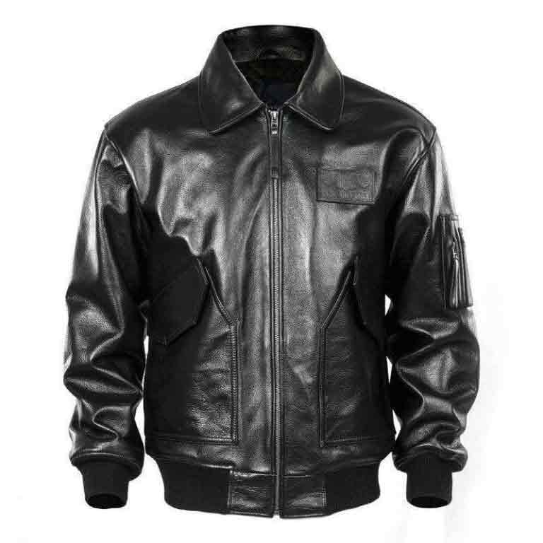 US Air Force Pilot Aviator Black Leather Jacket - FameJackets