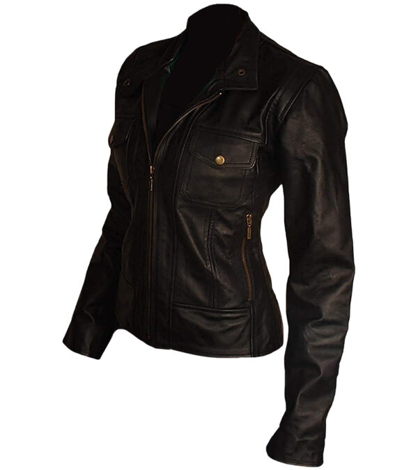Women Slim Fit Biker Leather Jacket