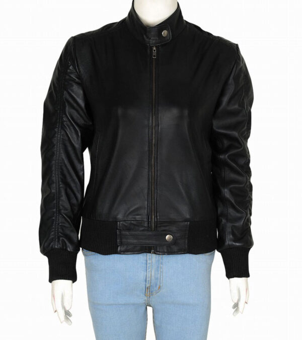 Women Black Slim Fit Biker Leather Jacket