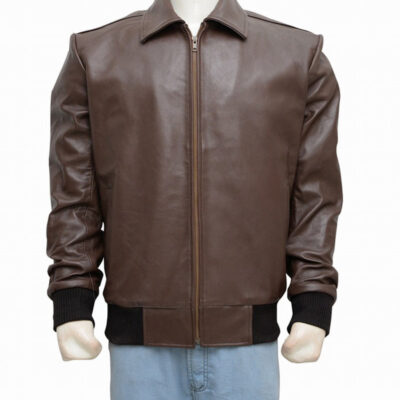Men Casual Faux Brown Leather Jacket