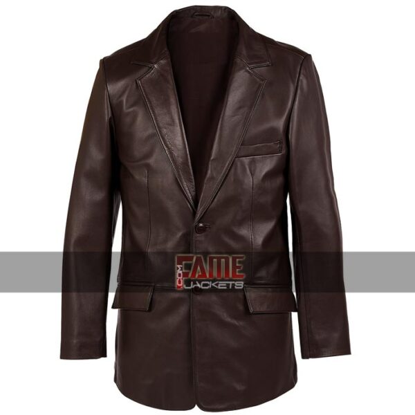 Men Casual Real Light Brown Leather Blazer