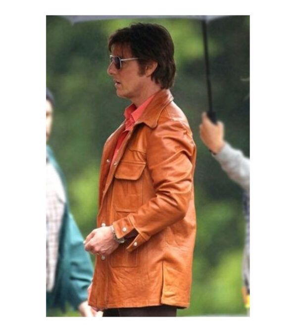 Men Vintage Orange Leather Jacket