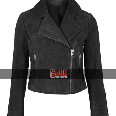 Buy Ladies Black Suede Leather Jacket at $40 Off Sale