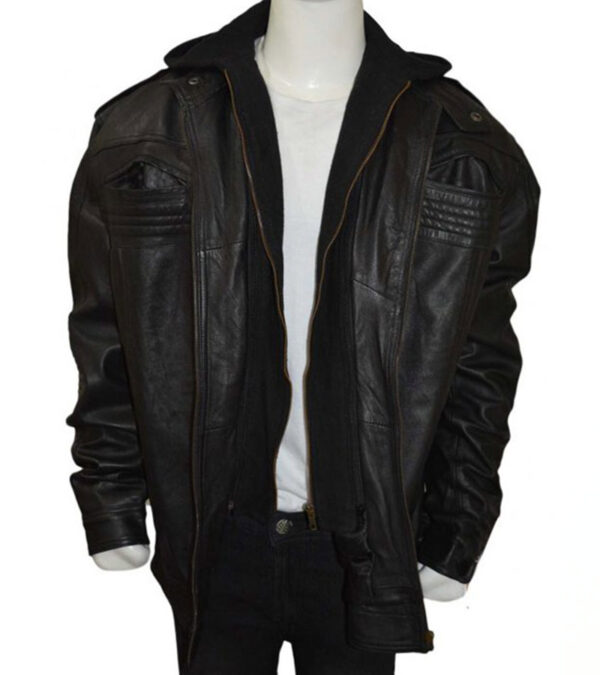 WWE AJ style faux leather hooded jacket