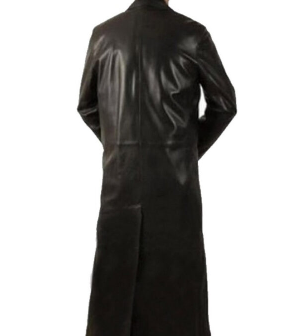 Gents Black Leather Long Coat