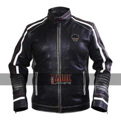 cafe racer retro black brando real leather jacket