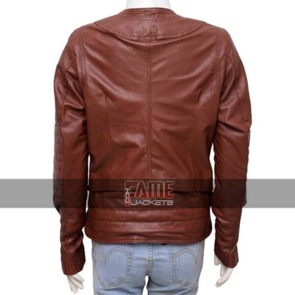 stana katic real brown leather jacket