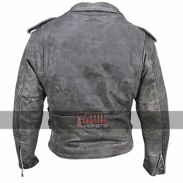 men real distressed leather biker jacket