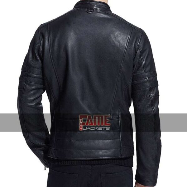 mens casual slim fit biker leather jacket