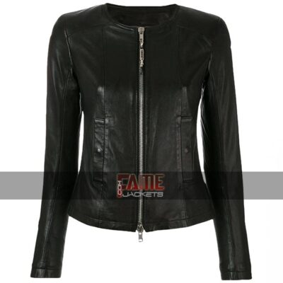 women casual party real leather slim fit jacket