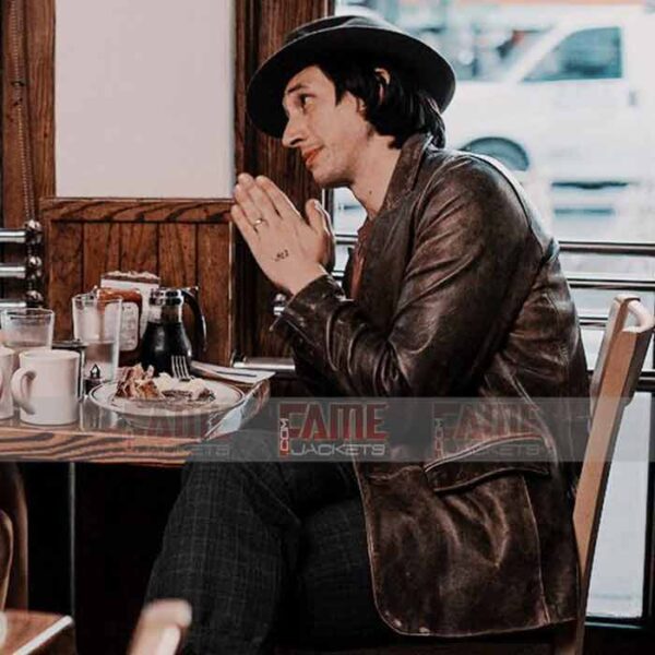 Adam Driver Distressed Leather Jacket For Men