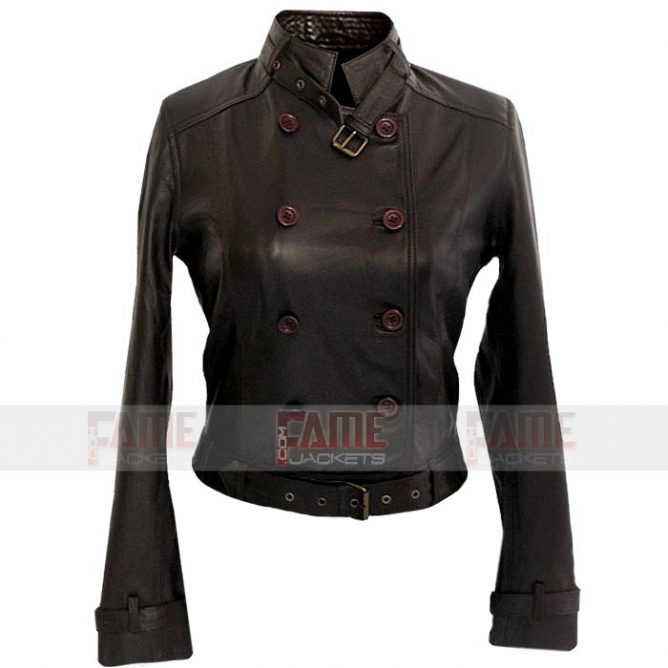 Women Casual White Collarless Leather Jacket - FameJackets