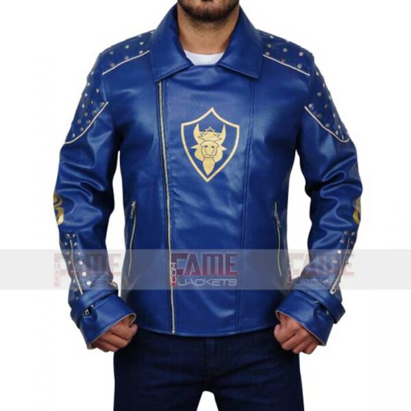 Men Blue Leather Jacket