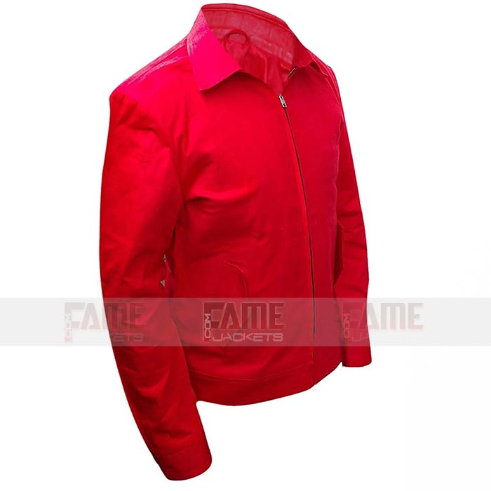 Mens Rebel Without a Cause James Dean Jim Stark Red Cotton Jacket