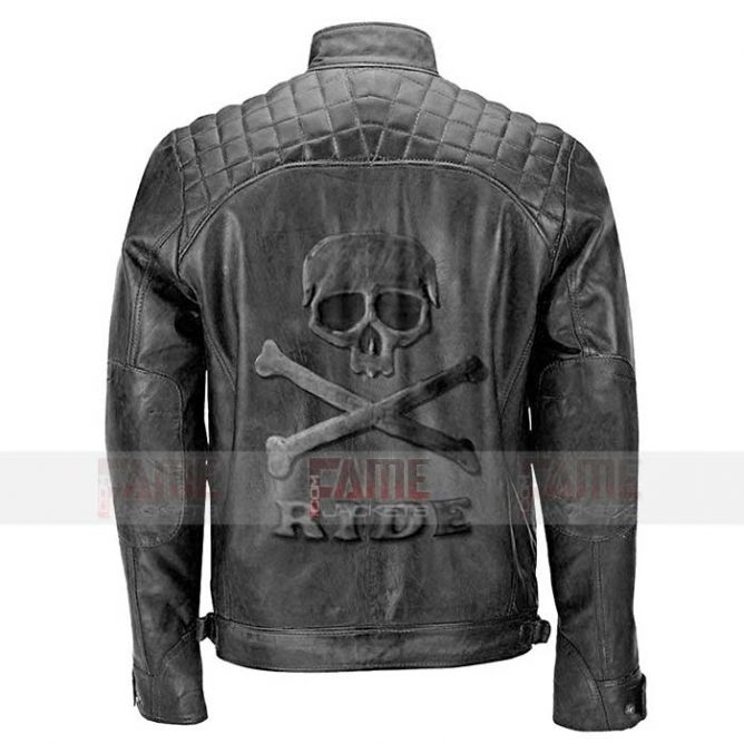 Men Slim Fit Genuine Black Leather Biker Jacket - FameJackets