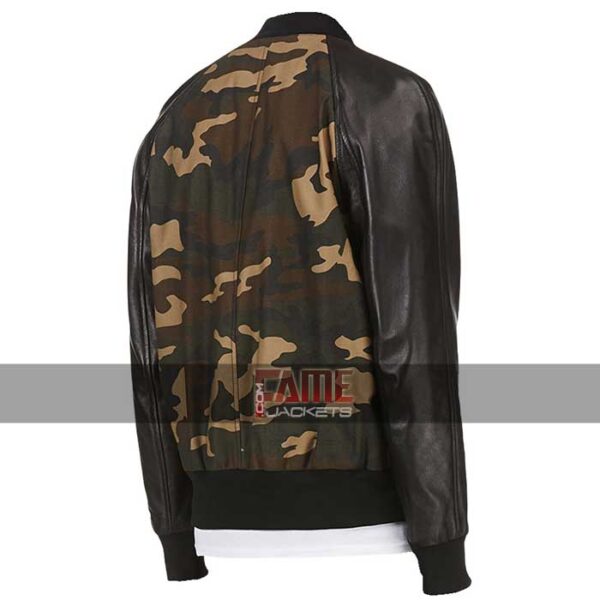 Mens Military Style Bomber Leather Jacket