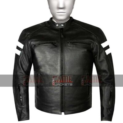 Buy Men's Motorcycle Black Leather Jacket at $60 Off Sale