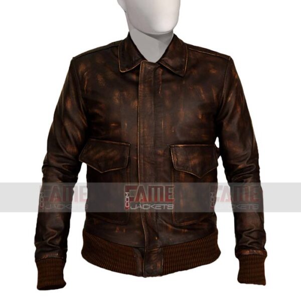 Mens Casual Distressed Brown Leather Jacket