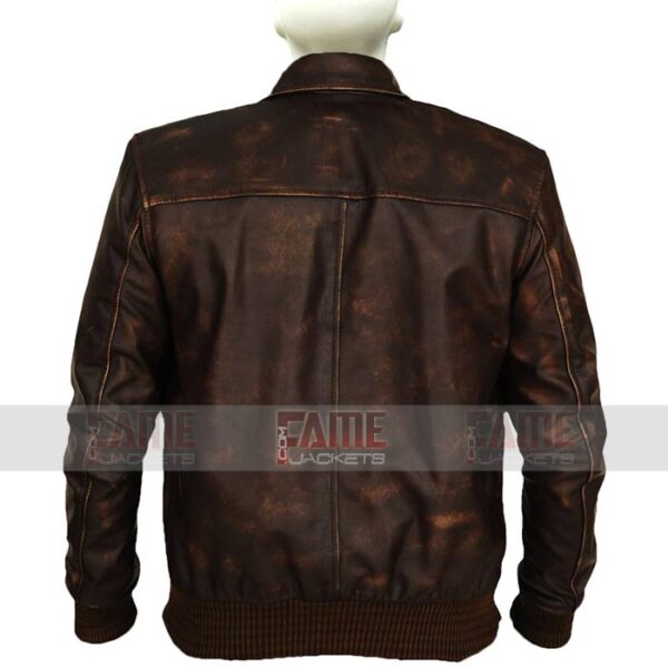 Mens Vintage Casual Distressed Brown Leather Jacket