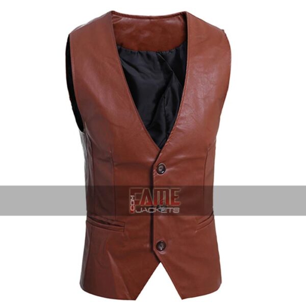 New Mens Tan Brown Real Leather Vest