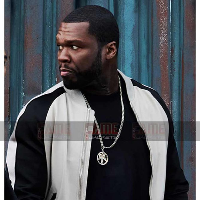 50 Cent Jackson Kanan Power Black and White Bomber Jacket