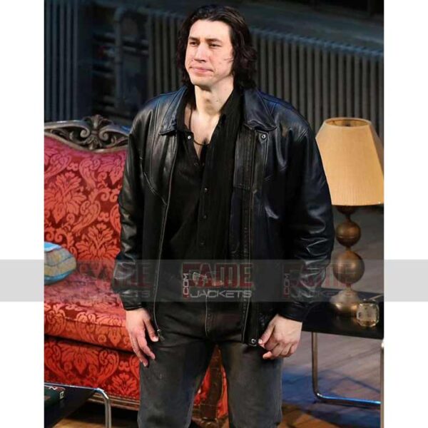 Adam Driver Casual Mens Black Leather Jacket Sale