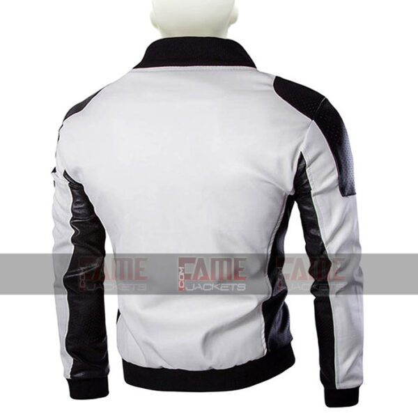 Mens Womens White And Black Leather Slim Fit Jacket