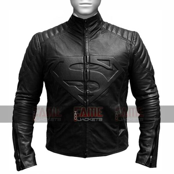 Superman Smallville Man Of Steel Shield Leather Biker Jacket