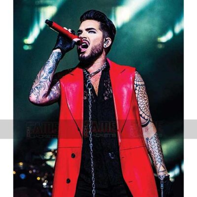 Adam Lambert Concert 2020 Red Leather Coat