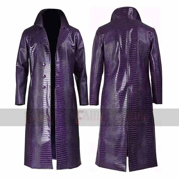 Suicide Squad Jared Leto Purple Long Leather Coat