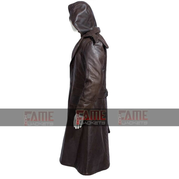 Assassins Creed Real Brown Distressed Mens Winter Leather Coat On Sale