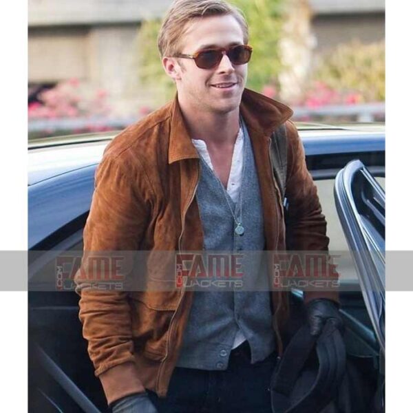 Ryan Gosling Tan Brown Genuine Suede Leather Slim Fit Jacket Online