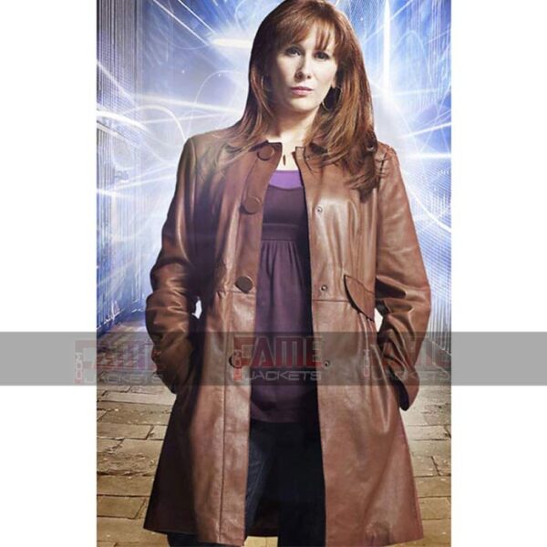 Doctor Who Donna Noble Womens Real Brown Winter Leather Overcoat Sale