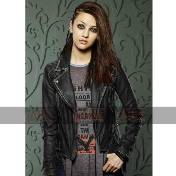 Katie Findlay Womens Slim Fit Distressed Leather Jacket Sale