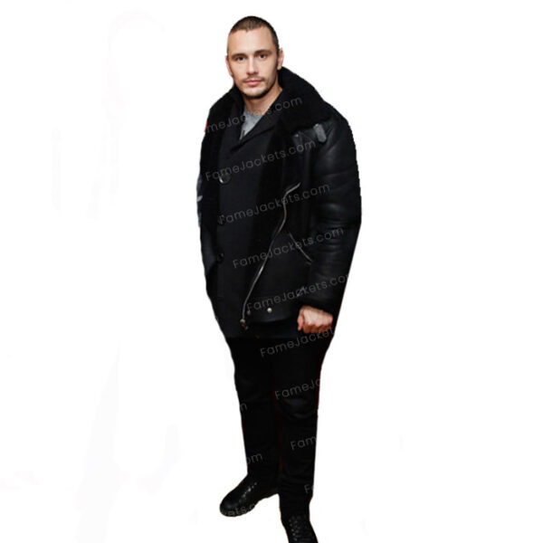 James Franco Black B3 Shearling Bomber Mens Womens Winter Jacket Sale