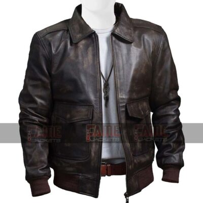 Mens USAF Air Force Flight Brown Bomber Leather Jacket Sale