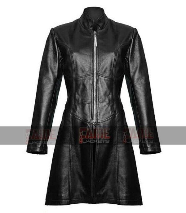 Women Black Leather Winter Over Coat